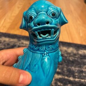 Turquoise Ceramic Foo Dog Figurine